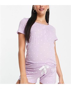 Пижамные шорты из органического хлопка сиреневого цвета в горошек Mamalicious Maternity