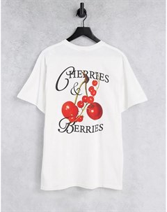 Белая футболка с принтом Cherries Berries Vintage supply