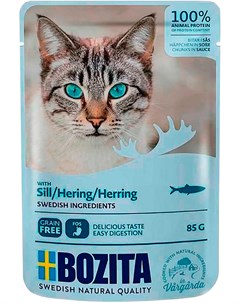 Herring беззерновые для взрослых кошек с сельдью в соусе 85 гр х 12 шт Bozita