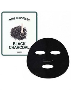 Pore Deep Clear Black Charcoal Mask Тканевая маска с древесным углем 25г A'pieu