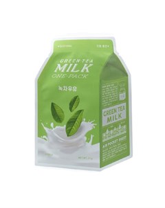 Milk one pack Green tea Маска тканевая успокаивающая с зеленым чаем и гамамелиса21г A'pieu