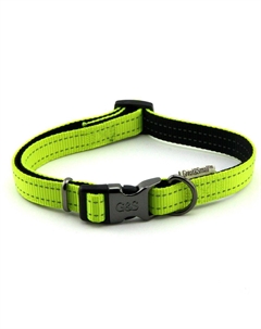 Ошейник для собак со светоотражающей отстрочкой 25х450-650мм сигнальный Great&small