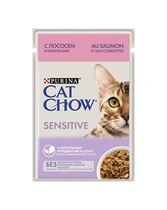 Корм для кошек с чувствительным пищеварением лосось с кабачком в соусе пауч 85г Cat chow