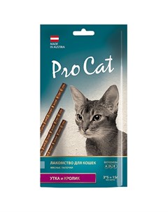 Лакомство для кошек Лакомые палочки с уткой и кроликом 13 5 см 3 шт х 5 г 15 г Pro cat