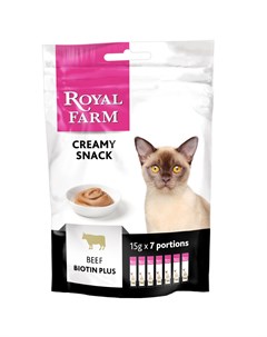 Лакомство для кошек Creamy Snack с говядиной стики 7х15г Royal farm