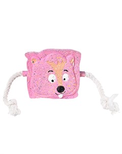 Игрушка для собак Тост с пищалкой и канатами 11см латекс розовый Foxie