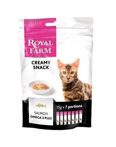 Лакомство для кошек Creamy Snack с лососем стики 7х15г Royal farm
