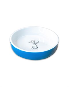 Миска для кошек керамическая Кошка с бантиком голубая 370мл Керамикарт