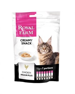 Лакомство для кошек Creamy Snack с курицей стики 7х15г Royal farm