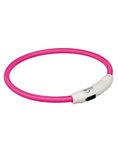 Ошейник светящийся для собак Мигающее кольцо USB M L 45см 7мм нейлон розовый USB Trixie