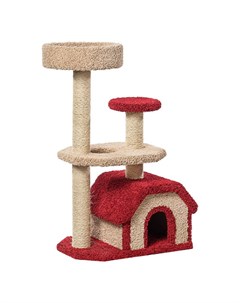 Домик для кошек ковролиновый Конура с площадкой и лежанкой 47х68х115см Пушок