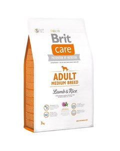 Корм для собак Care Medium Breed для средних пород ягненок с рисом сух 3кг Brit*