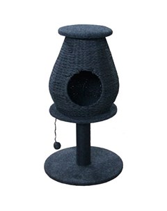 Когтеточка для кошек Домик плетеный на столбике с игрушкой 50х50х85см D 9см серый Foxie