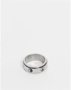 Серебристое кольцо из нержавеющей стали с подвижной деталью и простыми рисунками в стиле 90 х Asos design