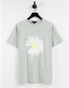 Бледно зеленая футболка с принтом цветка от комплекта Mennace