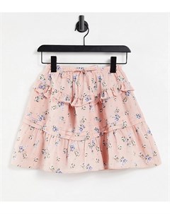 Розовая мини юбка с оборками и цветочным принтом ASOS DESIGN Petite Asos petite
