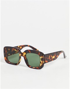 Крупные квадратные солнцезащитные очки в коричневой оправе с принтом New look