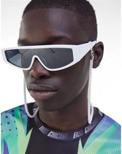 Солнцезащитные очки в белой оправе с цепочкой Bershka