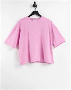 Розовая oversized футболка с эффектом кислотной стирки Topshop