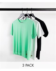 Набор из 3 футболок с круглым вырезом черного белого и зеленого цвета Lyle & scott bodywear
