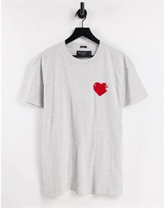 Серая меланжевая футболка с отделанным пайетками сердечком Pride Abercrombie & fitch