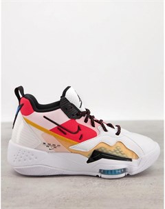 Белые кроссовки с разноцветными вставками Zoom 92 Jordan
