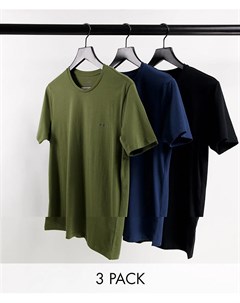 Набор из 3 футболок для дома черного темно синего цветов и цвета хаки Diesel