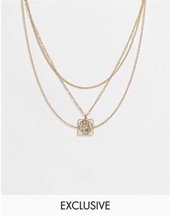 Золотистое ярусное ожерелье в стиле унисекс с подвеской со Св Христофором Inspired Reclaimed vintage