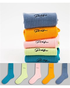 Набор из 5 пар носков разных цветов с логотипом River island
