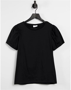 Черная футболка с пышными рукавами Vila