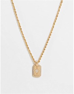 Золотистое ожерелье с подвеской в форме жетона со звездой Inspired Reclaimed vintage