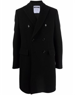 Двубортное пальто с логотипом Moschino