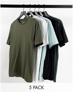 Набор из 5 пар облегающих футболок зеленых оттенков River island
