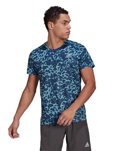 Голубая футболка с леопардовым принтом adidas Running Adidas performance
