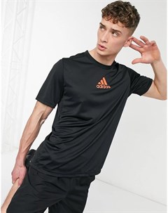 Черная с оранжевым футболка с логотипом по центру adidas Training Adidas performance