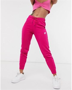 Облегающие флисовые джоггеры темно розового цвета essentials Nike