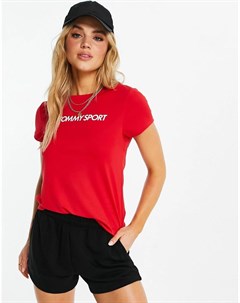 Красная футболка с логотипом на груди Sport Tommy hilfiger