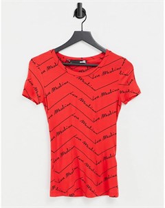 Красная футболка со сплошным принтом логотипа Love moschino