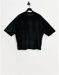 Черная велюровая рубашка в стиле oversized с рукавами до локтя Asos design