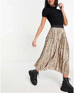 Плиссированная юбка с леопардовым принтом и эластичным поясом Vila