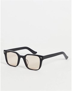 Квадратные солнцезащитные очки в черной оправе с коричневыми линзами в стиле унисекс Lovejoy Spitfire