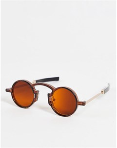 Коричневые круглые солнцезащитные очки в стиле унисекс с коричневыми стеклами Euph Spitfire