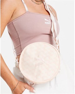 Бело розовый круглый рюкзак со сплошным принтом Puma