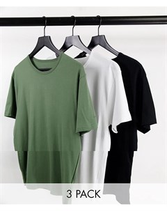 Набор из 3 футболок в стиле casual черного белого цвета и цвета хаки Paul Smith Ps paul smith