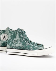 Зеленые высокие кроссовки из фактурной жаккардовой ткани Chuck 70 Converse