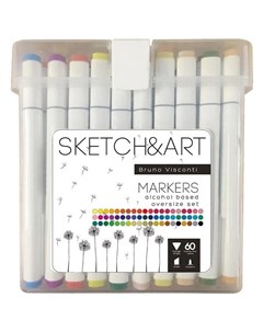 Набор маркеров двухсторонних Мега 60 цветов Sketch&art