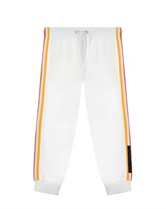 Белые спортивные брюки с разноцветными лампасами Fendi
