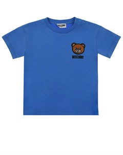Голубая футболка с патчем медвежонок Moschino