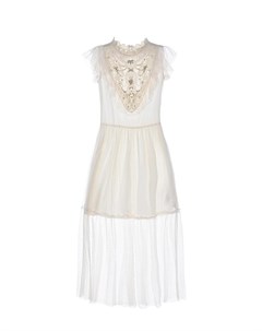 Белое платье с ажурной вставкой Twinset