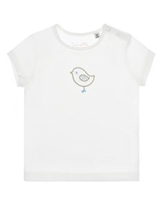 Белая футболка с вышивкой птичка Sanetta fiftyseven
